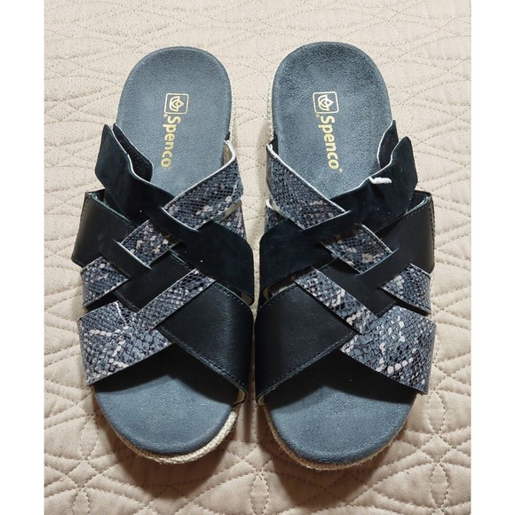 Shoes - Spenco Sandals Shoes  Womens  Size 7W ,Leather, Wedge, Slip-on, Comfort